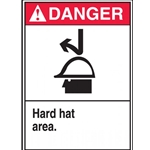 ANSI Danger Safety Sign - Hard Hat Area