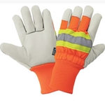 High Visibility Cowhide Leather Insulated Glove w/ Knit Wrist