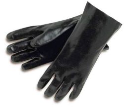 Double-dipped PVC gloves w/ knit wrist